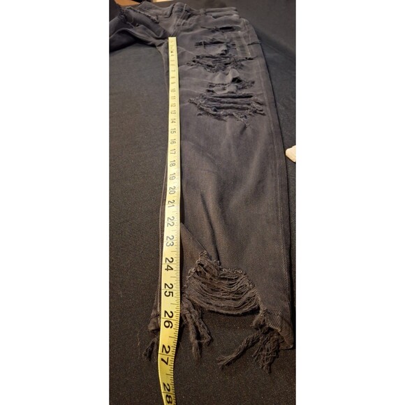 American Eagle Strigid Onyx Black Distressed Ripped Mom Jeans Size 000 23W - Picture 5 of 16